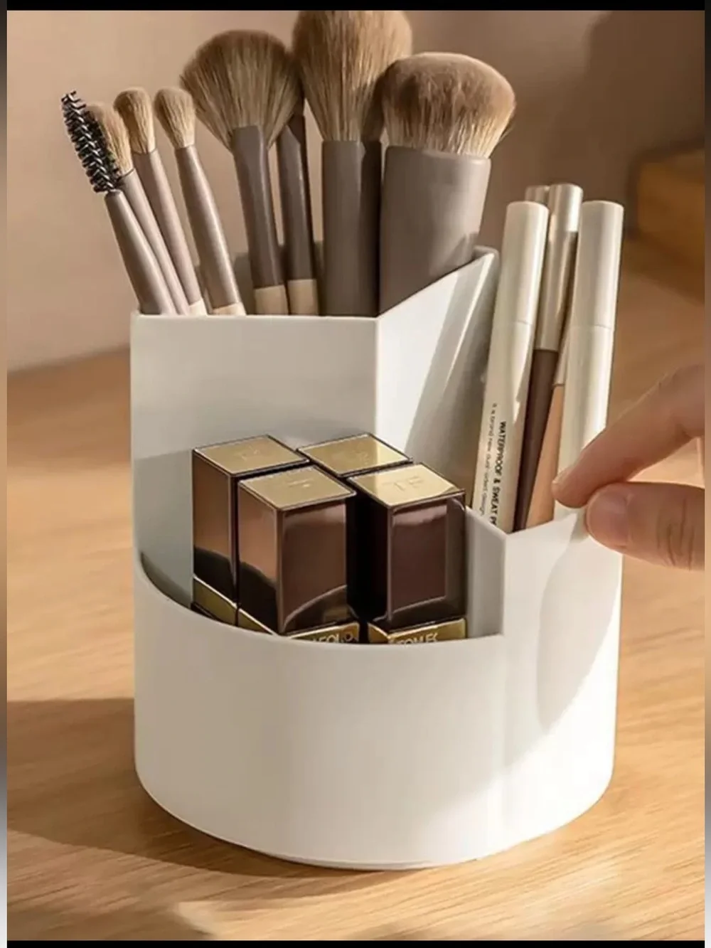 1pc Rotatable Makeup Brush Storage Holder,For Holiday Beach, Bathroom Collection
